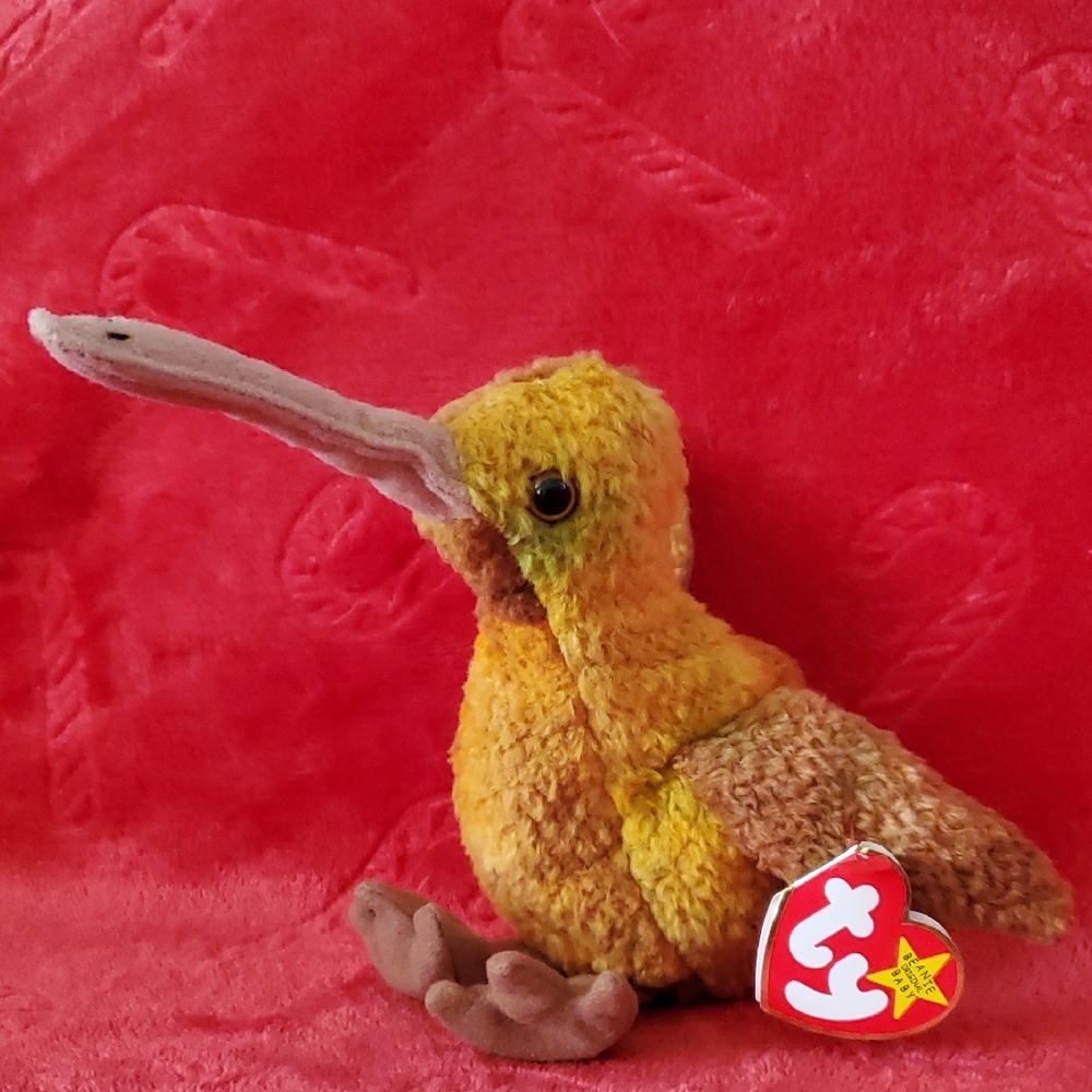 Ty Beanie Baby "Beak" Yellow and Brown Bird